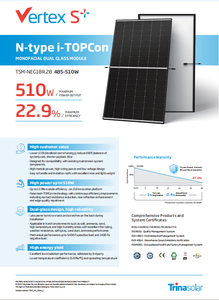 Panneaux solaires S+ Black Frame TSM-NEG18R.28 N-type I- Mono Dual Glass Module 22,9 % d'efficacité IP68 J-Box - Product Image 2