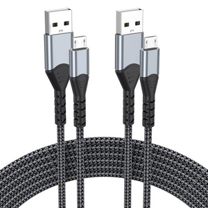 Câble USB 2.0 mâle vers micro USB, nylon tressé, coque en aluminium, 1m, câble de charge pour batterie externe - Product Image 1