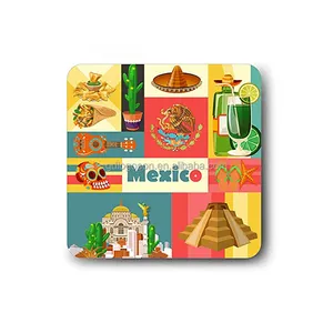 Groothandel Koelkast Magneet Vierkant Printen Custom Mexico Souvenir Magneten Folie Papier Aangepaste Koelkast Magneet