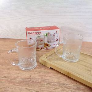 Ensemble de 6 tasses à eau en verre givré à motif de rose, réutilisables, pour café, thé, lait, avec poignée, vaisselle élégante - Product Image 3