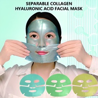 Masque facial en hydrogel dissolvable en deux parties, marque privée OEM, au collagène et à l'acide hyaluronique, 3D, ajustement parfait, raffermissant, éclaircissant, végétalien