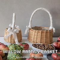 Panier de rangement de cuisine en rotin tissé à la main en saule moderne, forme circulaire, écologique, multifonction, petit panier