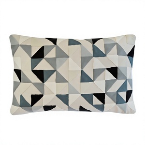 Kashmiri Unique Geometric Pattern Wool Pillow Cover Handmade Crewel Embroidery Chain <b>Stitched</b> for Sofa Couch in Living Room - Product Image 1