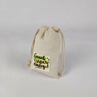 Bolsa para velas de lino y algodón con estampado de logotipo personalizado, bolsa con cordón de regalo respetuosa con el medio ambiente, bolsa pequeña de lona con cordón de tela de Calicó blanco
