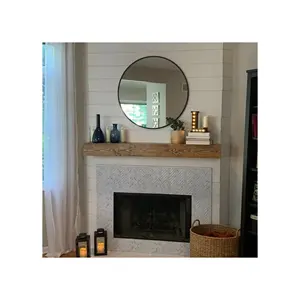 Floating Board Mantel Shelves Customized Rustic Wall Mounting TV Shelving Modern Rustic Fireplace Mantel with metal straps