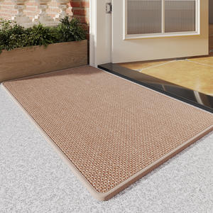 Paillasson rectangulaire en fibre de polyester avec semelle en caoutchouc, antidérapant, couleur unie, résistant aux taches, pour entrée de maison et couloir - Product Image 1