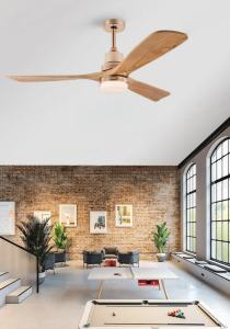 Modern Gold <b>LED</b> <b>Ceiling</b> <b>Fan</b> with 3 Solid Wood Blades and 6 Speed Remote Control Noiseless DC Motor for Living Room - Product Image 4