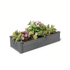 Jardinière rectangulaire en bois gris surélevée pour pots et jardinières de jardin - Product Image 1