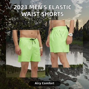 2023กางเกงขาสั้นผู้ชายเอวยางยืดแบบลำลองพร้อมเอวกลางระบายอากาศมีเชือกผูกพิมพ์โลโก้สไตล์สปอร์ต - Product Image 2