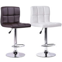 Tabourets de bar pivotants modernes en acier pour l'extérieur Chaises en cuir réglables avec siège en cuir haut pour la cuisine, le restaurant et le salon