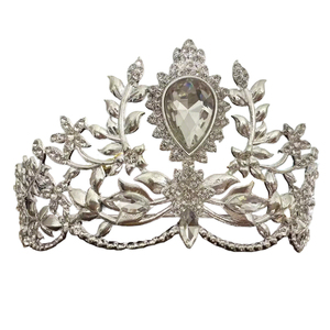 Nueva Corona de <span class=keywords><strong>Miss</strong></span> Universo, Tiara de Cristal con Hojas Plateadas, Corona y Tiara, Accesorio para el Cabello, Ideal para Bodas y Fiestas - Product Image 3