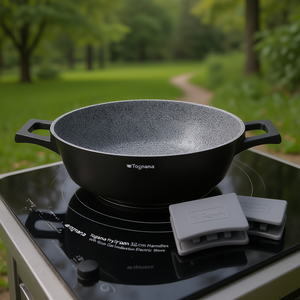 Poêle à frire Tognana 32 cm antiadhésive en aluminium avec poignées en silicone pour cuisinières à gaz, à induction et électriques - Product Image 3