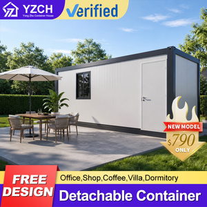 Casa Container Prefabbricata Grigio Chiaro Smontabile 20ft 40ft, Moderna Casa Modulare per Ospiti da Giardino, Spazio Abitativo Portatile per Esterni - Product Image 1