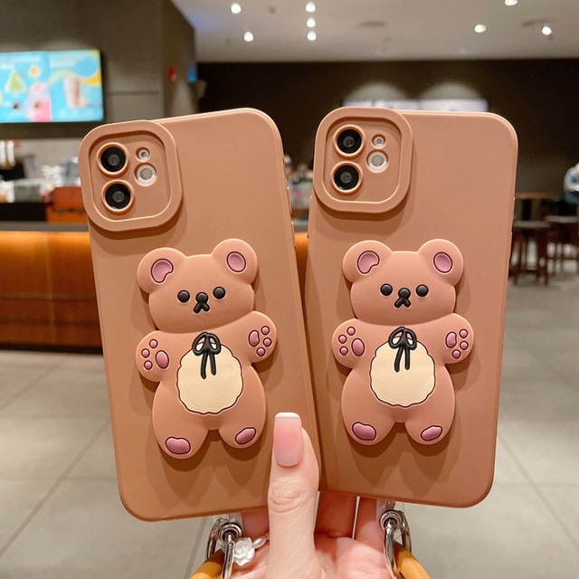 Fashion Cute Bow-shaped Bear Compatible for iPhone 15 16 ProMax Phone case Wristbands Phone Protective Cover