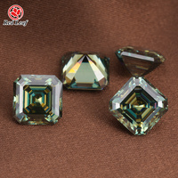 Moissanite bleu-vert de haute qualité Redleaf VVS, pierre précieuse en forme carrée, avec certificat GRA Moissanite Diamond