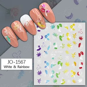 Tùy Chỉnh Nail Charms Stickers 3D Cầu Vồng Lá Hoa Trang Trí Móng Tay Nghệ Thuật Sticker