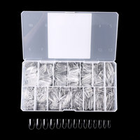 Hanyi 750 pièces de pointes d'ongles rondes de qualité supérieure, couverture complète, 15 tailles, extensions d'ongles en gel à faire tremper, étiquette privée OEM