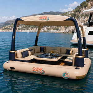 Lounge Galleggiante Gonfiabile Compatto con Tettuccio, Sedute e <span class=keywords><strong>Tavolo</strong></span> per Coppie e Famiglie, Ideale per <span class=keywords><strong>Lago</strong></span>, Piscina e Momenti di Relax - Product Image 4