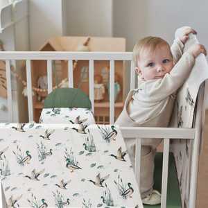 4 Piece Mallard <b>Duck</b> Crib <b>Bedding</b> Set Including Mallard <b>Duck</b> Crib Skirt Blanket Crib Sheet and Diaper Stacker - Product Image 3