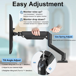 Duy nhất có thể điều chỉnh màn hình ARM Mount có khớp nối khí mùa xuân cánh tay bàn đứng với kẹp và Grommet <span class=keywords><strong>LCD</strong></span> máy tính màn hình cánh tay - Product Image 5