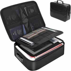 Multi-Layer Portable <b>File</b> <b>Storage</b> Fireproof Bag Document Organizer with Lock for Important Passport Certificate - Product Image 1