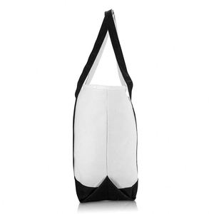 Bolso tote de playa de lona con cremallera superior y correa larga, bolso tote de lona de algodón, bolso tote de hombro de lona liso y moderno con correa larga - Product Image 3