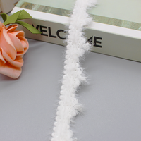 Bande de dentelle en crochet à bordure en fourrure blanche duveteuse de 2,3 cm, franges douces et moelleuses, ruban en dentelle tricotée pour poignets de pull et nœuds pour cheveux Lolita