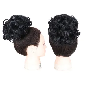 Chignon Gekleurd Krullend Vrouwen Rommelige Elastische Golvende Stijlen Lange Verpakking Voor Haarstukken Broodjes Clip-In Afro Knot Haarverlenging