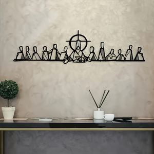 1 pièce, art mural en métal, <span class=keywords><strong>La</strong></span> Cène, décoration religieuse chrétienne pour <span class=keywords><strong>la</strong></span> maison, design minimaliste, silhouette noire, parfait pour <span class=keywords><strong>la</strong></span> décoration intérieure - Product Image 2