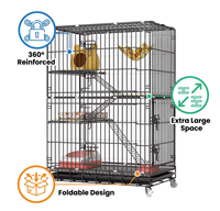 Enclos de reproduction intérieur surélevé multi-niveaux, multi-tailles, toutes saisons, pliable, respirant, facile à ranger, villa pour chat, cage en fer pour chat