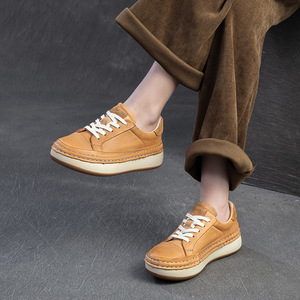 Zapatillas de Plataforma Versátiles Pintadas a Mano Estilo Retro, Primavera/Verano 2026, Deportivas y Sencillas con Tacón Bajo para Mujer - Product Image 3