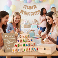 Ensemble de blocs en bois à personnaliser pour la signature des invités de la fête prénatale, boîte cadeau, décoration de fête