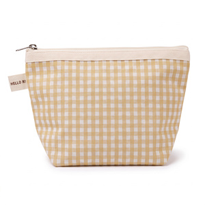 <b>Gingham</b> Trapezoid Pouch Lobster Clasp Yellow Light Grey <b>Red</b> White Makeup Bag Custom Logo OEM BSCI - Product Image 5