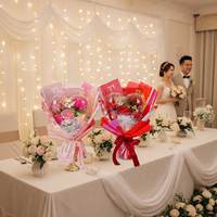 Coffret Cadeau 2026 de Fleurs de Savon Rose Chaudes avec Ours en Peluche pour Cadeaux de Mariage, Demande en Mariage pour Demoiselle d'honneur, Fleur Éternelle, Décoration de Mariage