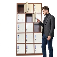 Armoire multi-portes en acier, 15 étagères, chambre à coucher, appartement, moderne, durable, portes coulissantes