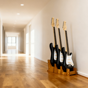 Supporto per Chitarre Multipli a 3 Posti in Legno, Espositore per Palco, Marca DEDO, in Noce Nero Ecologico, per <span class=keywords><strong>Chitarra</strong></span> Elettrica e Basso MA-32B - Product Image 6