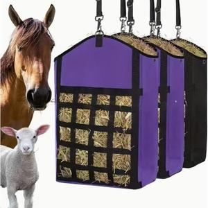 Bolsa de Almacenamiento de Heno para Caballos, Morada y Negra, Rectangular, Tipo Gancho, Bolsa de Alimentación de Tela para Exteriores, para Organización y Almacenamiento - Product Image 1