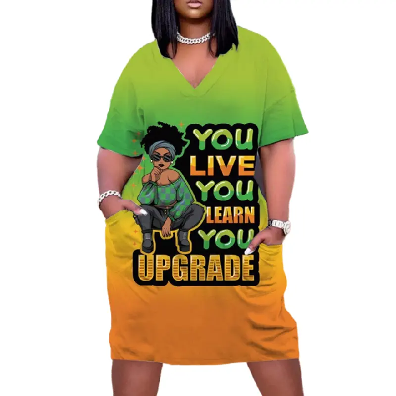 YQY0405カスタマイズされたファンタジーアートペインティングサマービーチドレス3Dデジタルプリント信念シンボル女性アフリカドレスTシャツドレス
