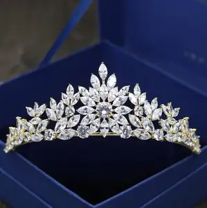 Rakol APHAN148 Bridal Royal zircone Flower Pageant Fashion Jewelry Crown Tiara per matrimoni di fidanzamento