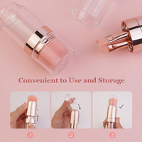 Riasan Multifungsi 4 in 1 dengan Kuas Makeup Plastik Berbahan Rambut Sintetis, Dua Sisi dengan Kuas Blush dan Kontur Berujung Miring