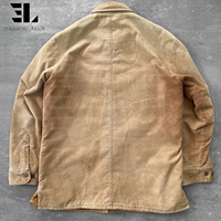 LARSUR Veste de travail française en velours côtelé lourd avec couverture doublée Vêtements de travail Manteau de travail pour travailleur Chasse Grange