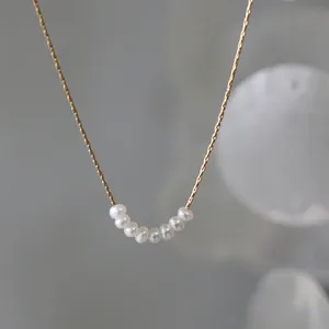 Rantai Wanita Ibu dari Kalung Mutiara Air Tawar Desain Perhiasan Mutiara Baja Nirkarat Baru Logo Kustom Kalung Trendi Geometris