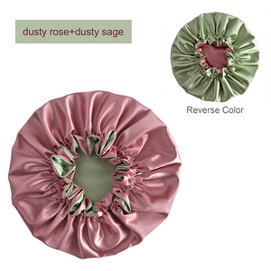 <span class=keywords><strong>Bonnet</strong></span> en satin de soie double couche personnalisé avec LOGO, 50 couleurs, bonnets de nuit réversibles pour dormir - Product Image 4