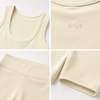 Anjie Benutzerdefiniertes Logo OEM ODM Private Label Maßgeschneidertes OEKO-TEX BSCI Geripptes Henley-Knopf-Neckholder-Crop-Top-Shorts-Set Damen Hersteller