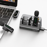 Microphone Lavalier Sans Fil 2-en-1 Mini Micro avec Réduction de Bruit Audio pour Vlog, Podcast en Direct et Créateurs de Contenu