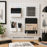 Organisateur professionnel en métal perforé pour atelier, support d'affichage modulaire en acier pour rangement d'atelier d'art et organisation de fournitures de bureau