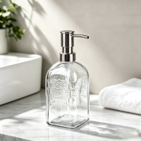 Ensemble de flacons distributeurs de savon carrés en verre pour salle de bain, avec pompe, pour shampoing, lotion, gel douche, rechargeables, vente en gros