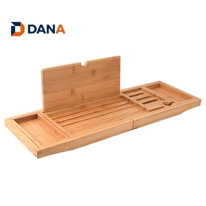 Plateau de bain extensible de luxe en bois, accessoires de bain, 23.62''-34.25'', porte-savon antidérapant, support pour tablette, rangement - Product Image 1