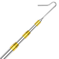 Perche télescopique multifonctionnelle en acier inoxydable, longueur réglable, avec crochet renforcé, pour épuisette