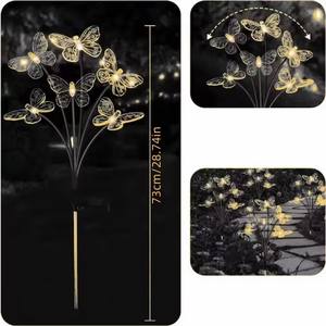 1PC 6 têtes LED solaire papillon lumières extérieures 2 Modes lumières <span class=keywords><strong>de</strong></span> décoration, lumière <span class=keywords><strong>de</strong></span> prise <span class=keywords><strong>de</strong></span> terre pour <span class=keywords><strong>jardin</strong></span>, pelouse, cour, paysage - Product Image 5